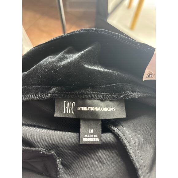 INC International Concepts Black Velvet Wide Leg High Rise Pants Plus 1X New NWT - Picture 11 of 12